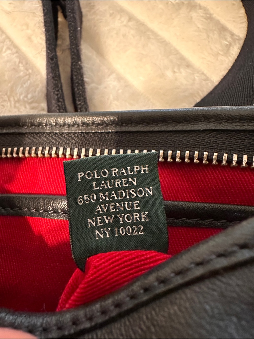RALPH LAUREN VTG Black Leather Crest Crossbody Bag - Picture 13 of 13